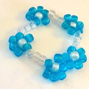 Blue and Clear Beaded Bracelet